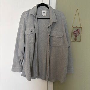 Gray Waffle Knit Button-Up Shirt
